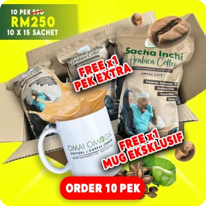 10 Free 1 Pek Kopi Sacha Inchi + Mug